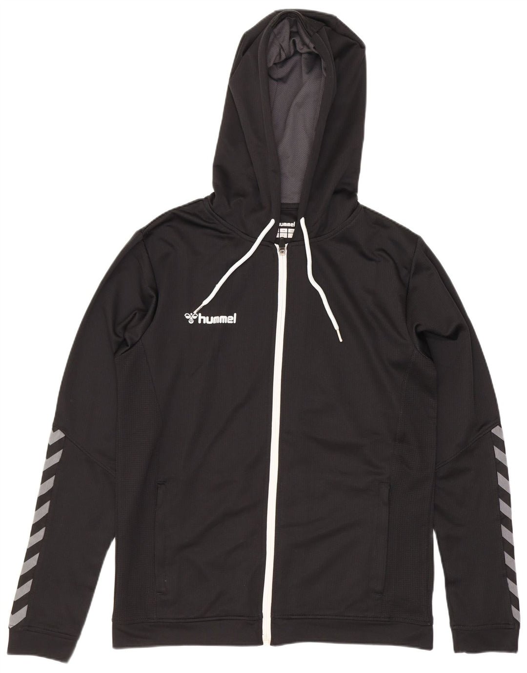Felpa con cappuccio con zip grafica da uomo Hummel in poliestere nero medio