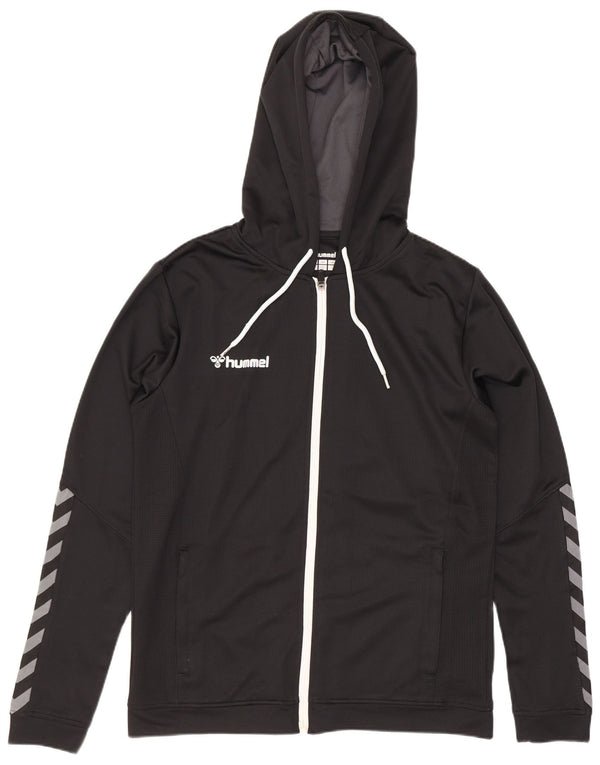 Felpa con cappuccio con zip grafica da uomo Hummel in poliestere nero medio