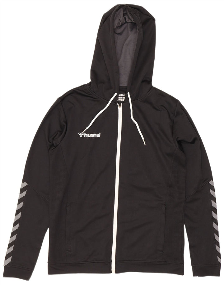 Felpa con cappuccio con zip grafica da uomo Hummel in poliestere nero medio