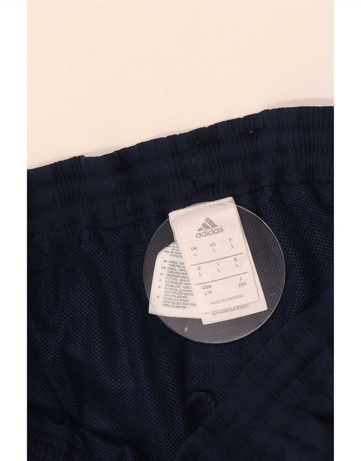 Pantaloncini sportivi da uomo Adidas Large in poliestere color block blu navy
