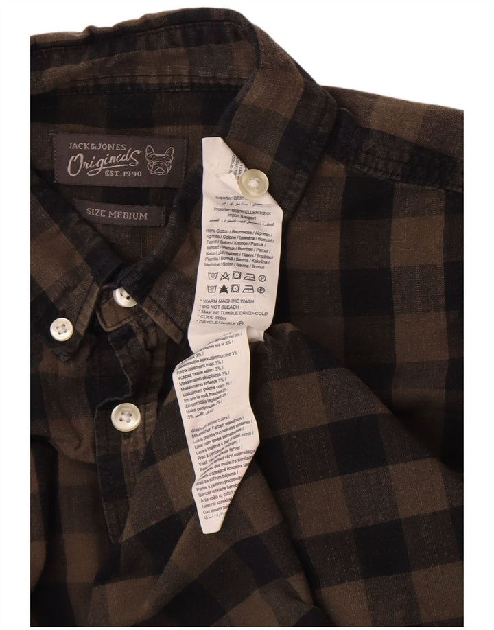Camicia da uomo Regular Fit Jack & Jones in cotone a quadretti marrone medio