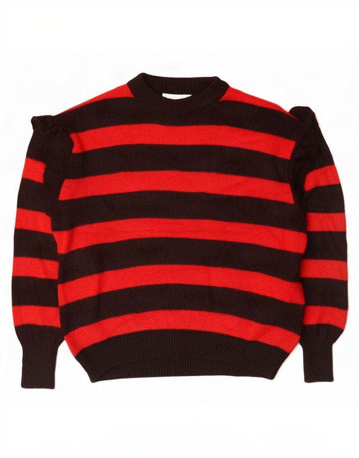 Maglione Zara da donna oversize con scollo a barca UK 14 medio a righe nere