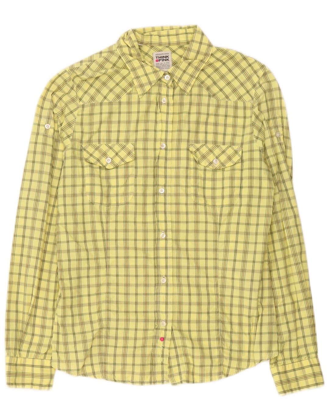Camicia da donna Think Pink UK 14 a quadri gialli medi