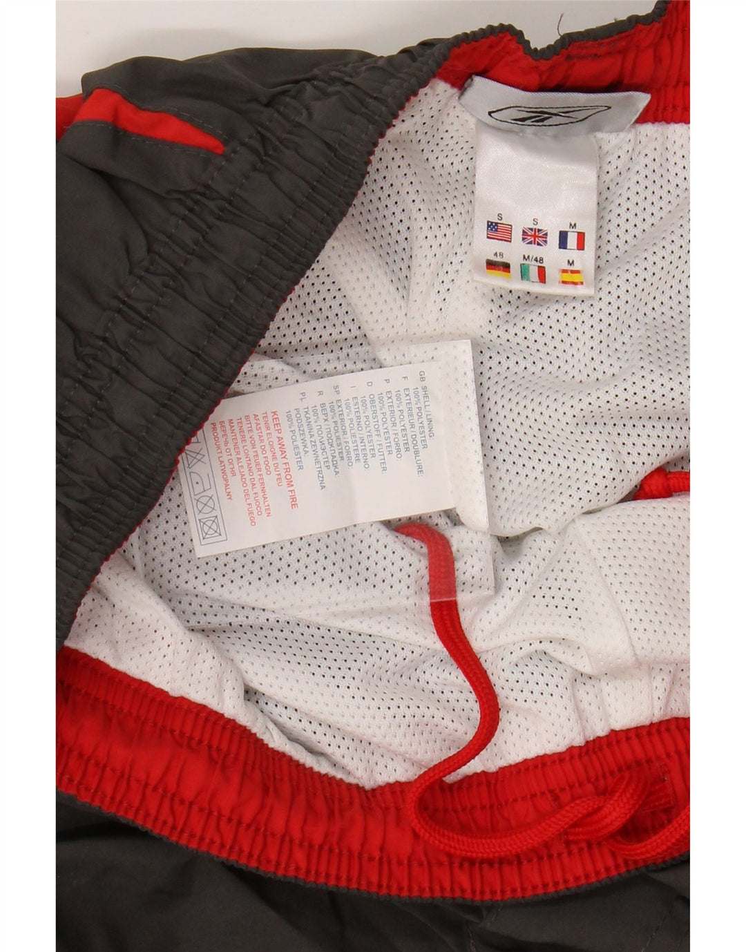 Pantaloni da tuta con grafica REEBOK da uomo piccoli in poliestere grigio