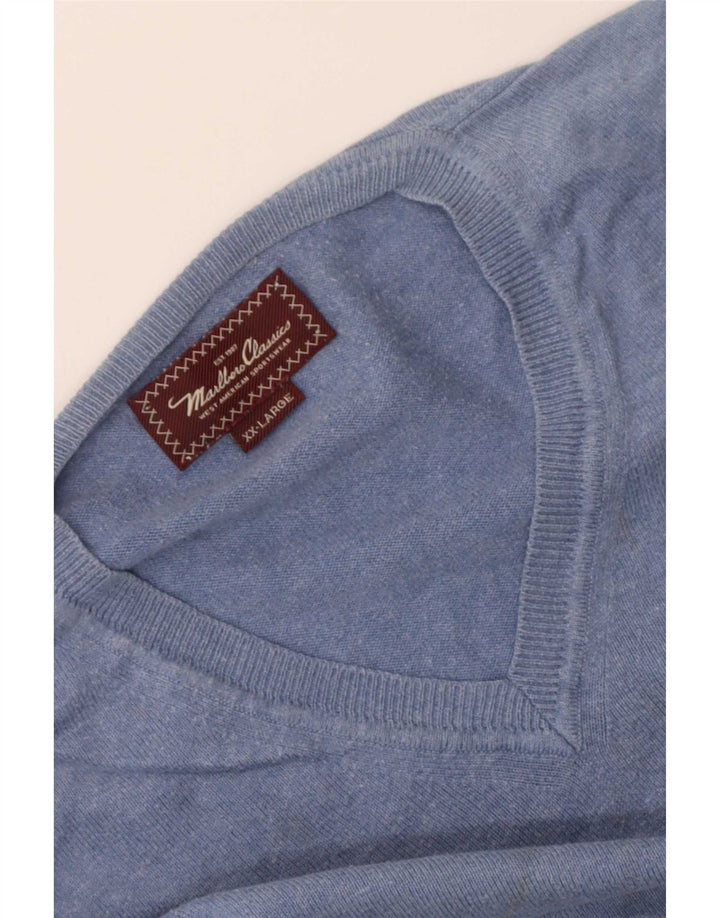 Maglione maglione con scollo a V da uomo Marlboro Classics 2XL Blu