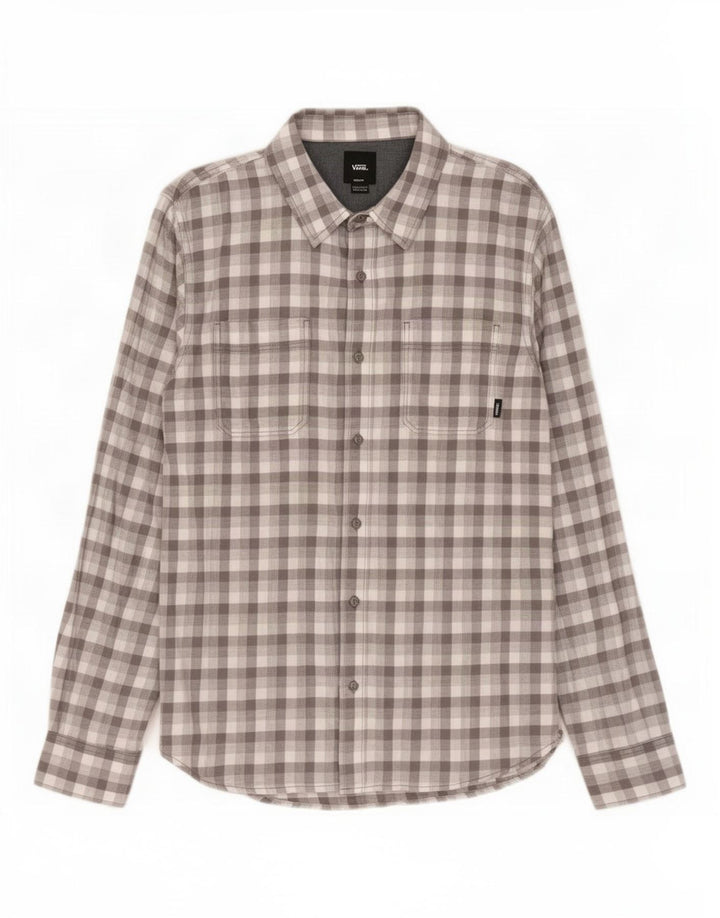Camicia da uomo su misura Vans in cotone a quadri grigio medio