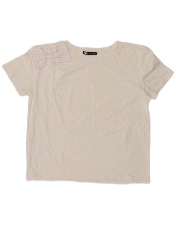 T-shirt corta da donna Zara UK 10 piccola bianca