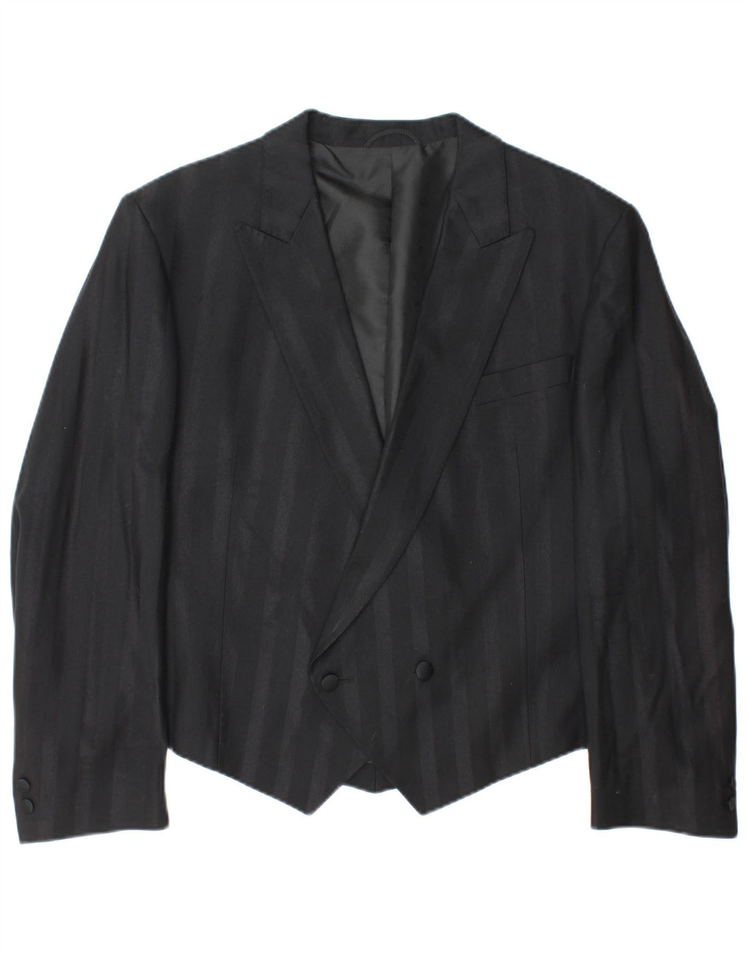 Giacca blazer doppiopetto corta da uomo WILVORST UK 42 XL gessato nero