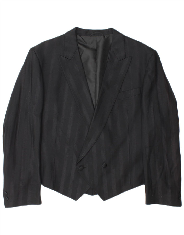 Giacca blazer doppiopetto corta da uomo WILVORST UK 42 XL gessato nero