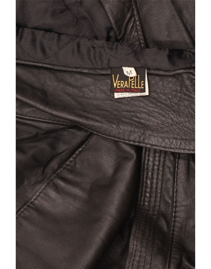 Giacca in pelle oversize da donna vintage UK 14 in pelle nera media