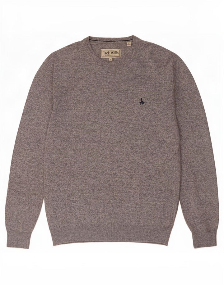 Maglione maglione girocollo da uomo Jack Wills in cotone screziato grigio medio