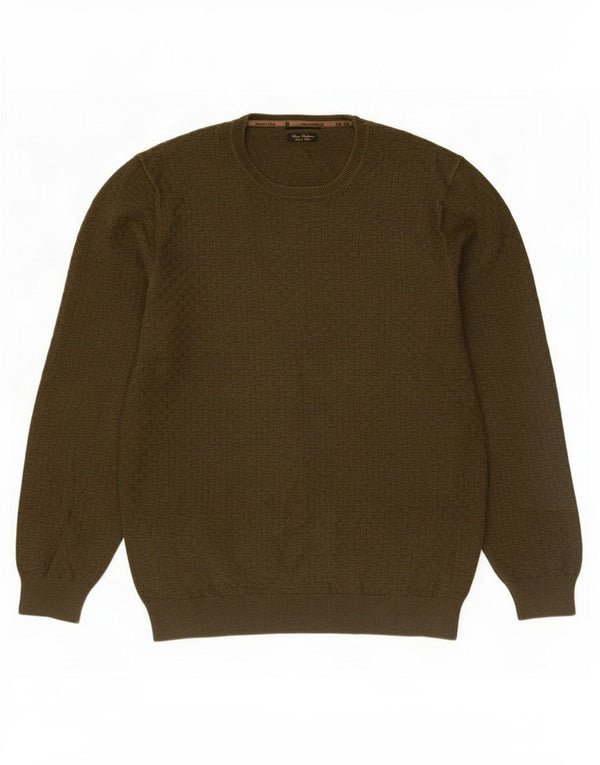 Massimo Dutti Maglione da uomo girocollo in cotone a quadri verdi grandi