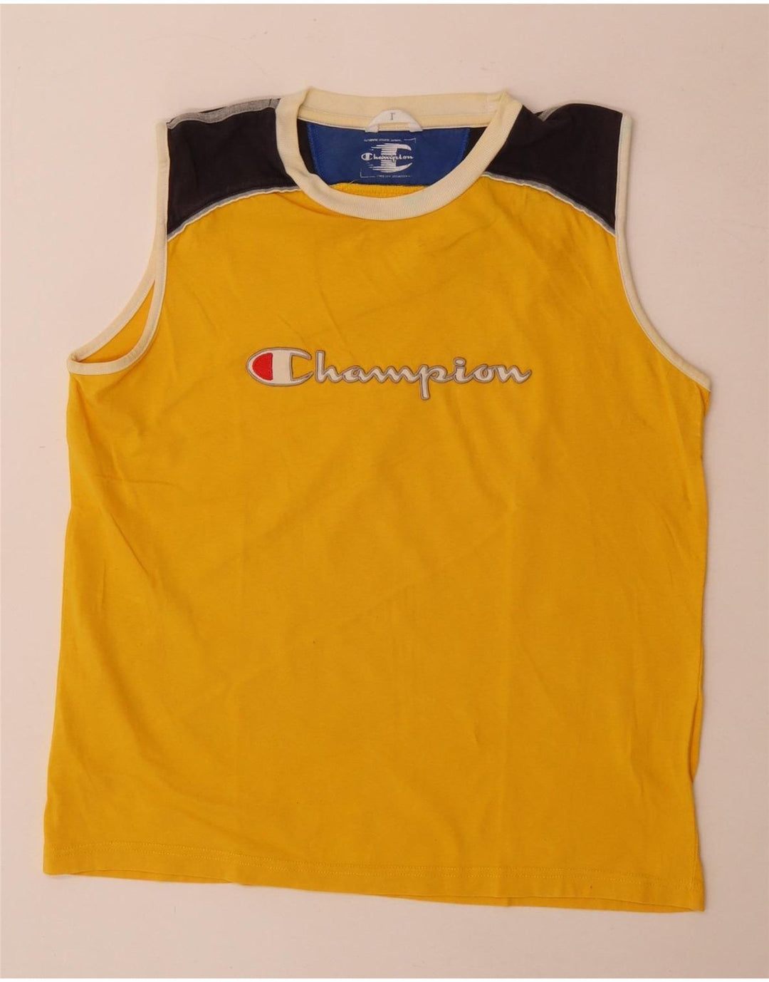 Canotta grafica da uomo Champion, grande, cotone color block giallo