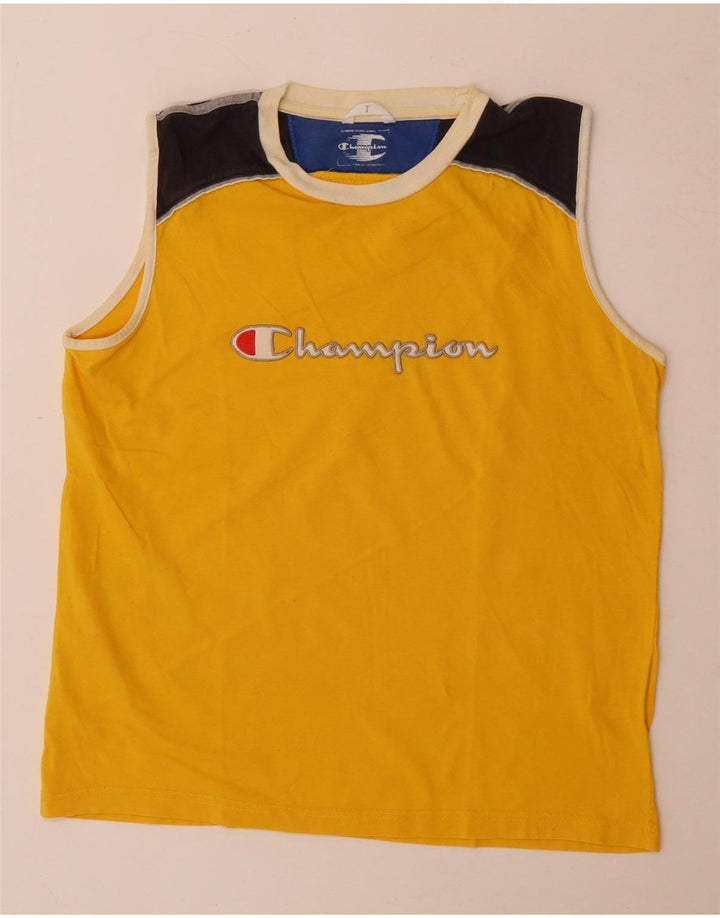 Canotta grafica da uomo Champion, grande, cotone color block giallo