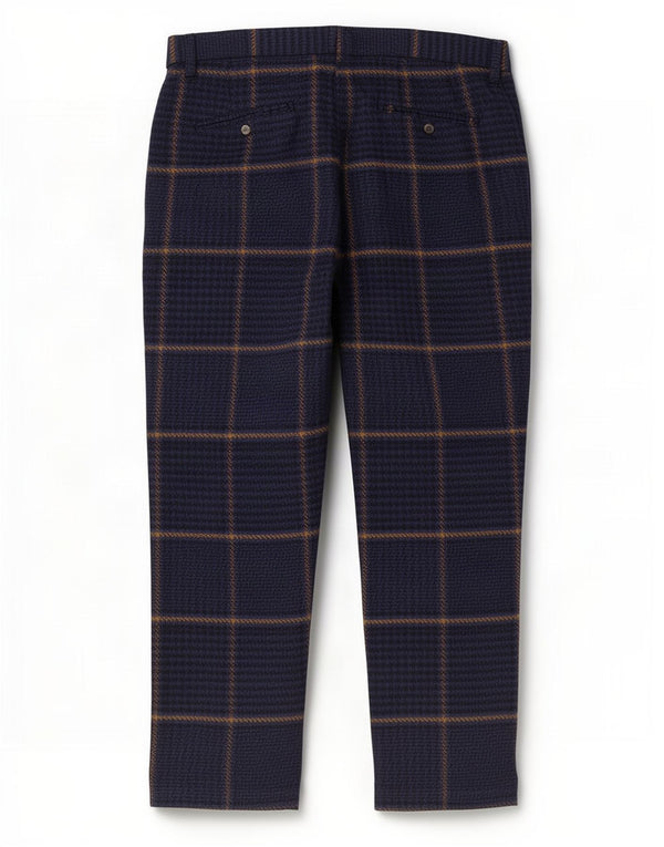 Marks & Spencer Womens Chino Trousers UK 16 Large W36 L28 Navy Blue Check