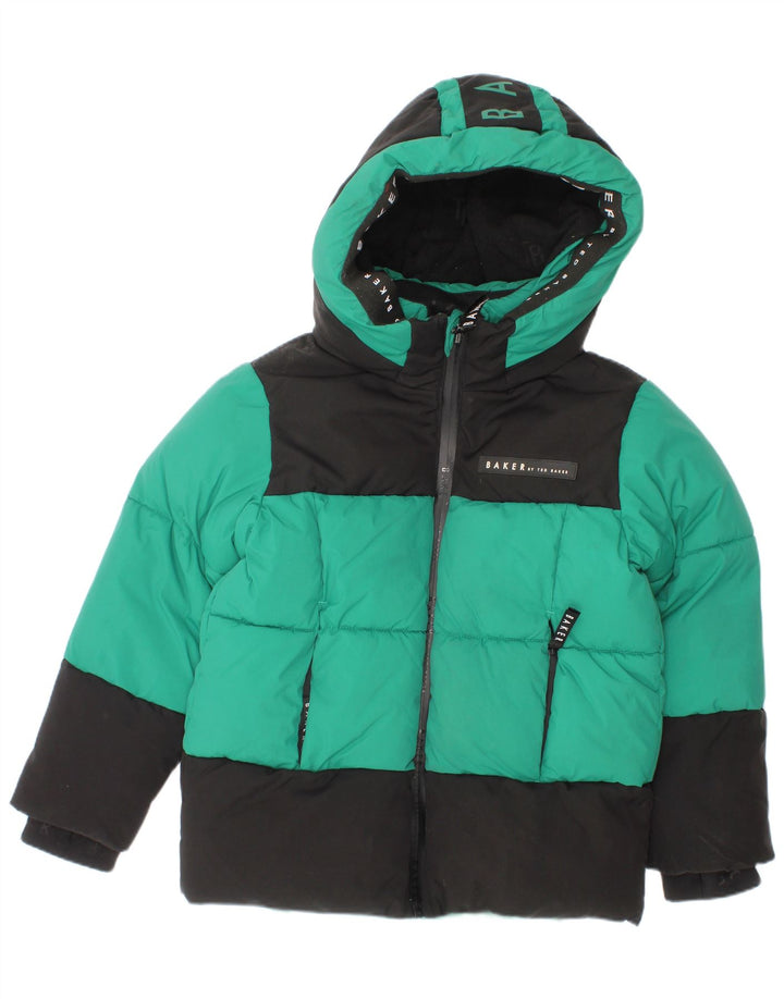 Giacca imbottita con cappuccio grafica da ragazzo Ted Baker 4-5 anni color block verde