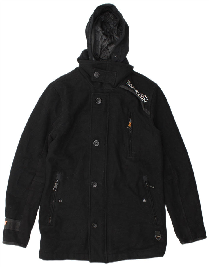 Giacca parka con cappuccio grafico da uomo Superdry UK 38 lana nera media