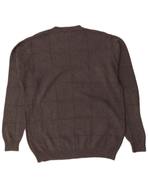 Dockers Mens Tall Crew Neck Jumper Sweater Large Grey Check Cotton