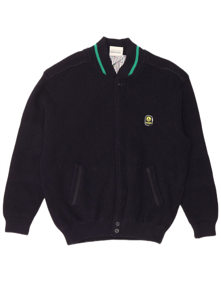 Maglione cardigan da uomo Navigare grande in lana blu navy