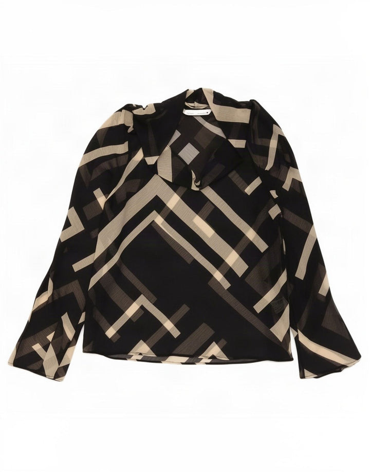 Top in camicetta da donna Zara UK 10 piccolo poliestere geometrico nero