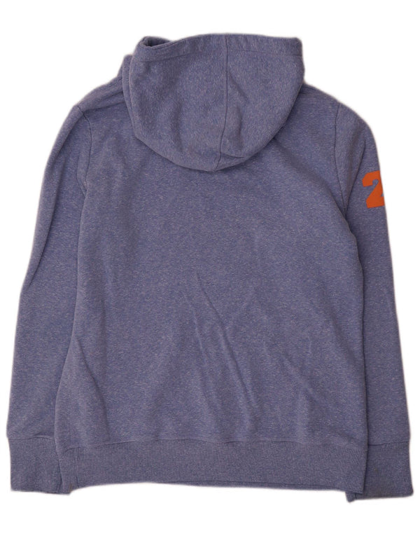 Felpa con cappuccio grafica da donna Superdry UK 16 grande cotone chiazzato blu