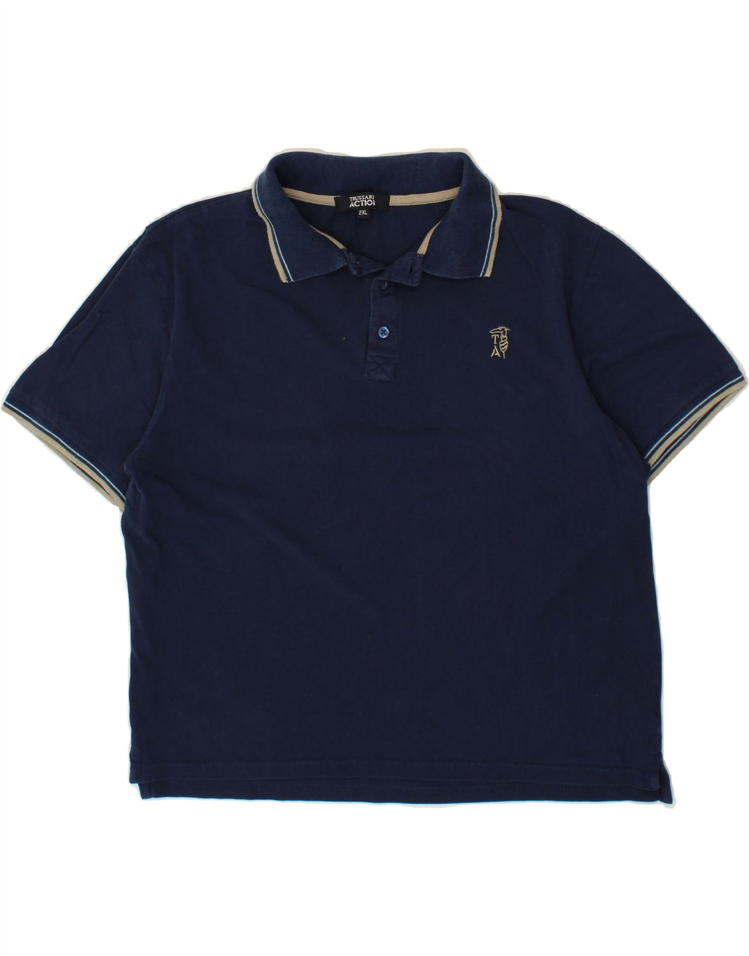 TRUSSARDI Mens Polo Shirt 2XL Navy Blue Cotton Vintage Trussardi and Second-Hand Trussardi from Messina Hembry 