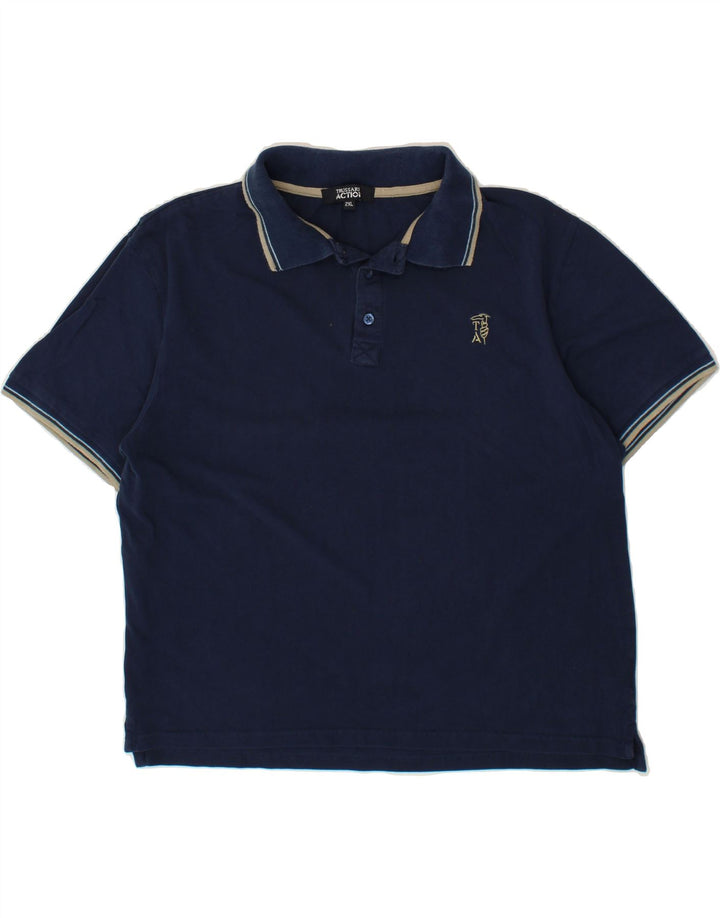 TRUSSARDI Mens Polo Shirt 2XL Navy Blue Cotton Vintage Trussardi and Second-Hand Trussardi from Messina Hembry 