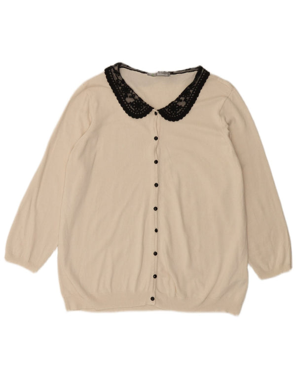 Maglione cardigan con maniche a 3/4 da donna Marks & Spencer UK 18 XL bianco sporco