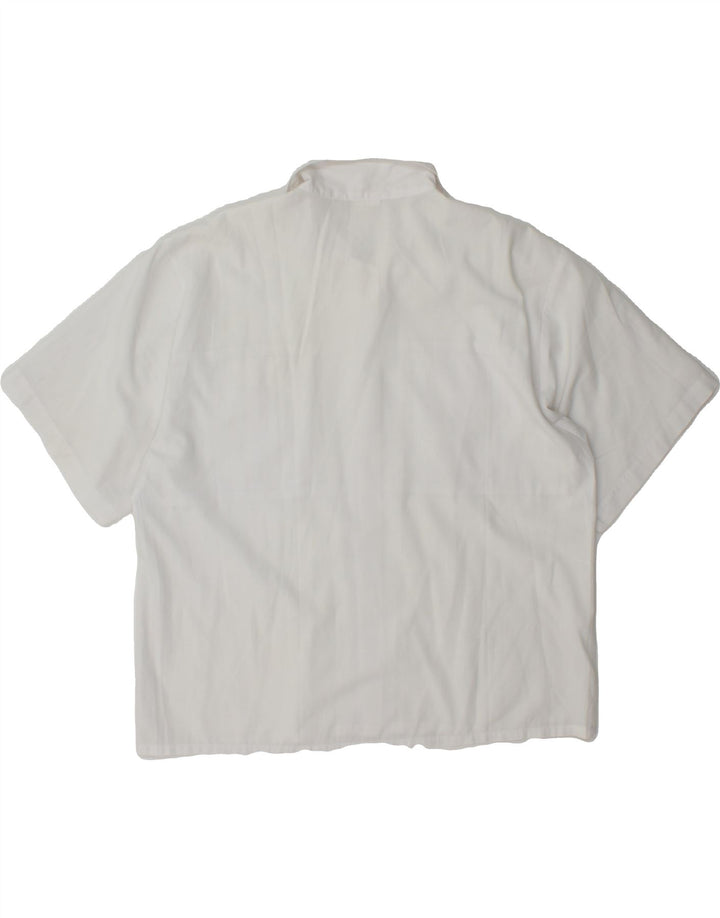 VINTAGE Womens Short Sleeve Shirt EU 42 Large White Polyester Vintage Vintage and Second-Hand Vintage from Messina Hembry 