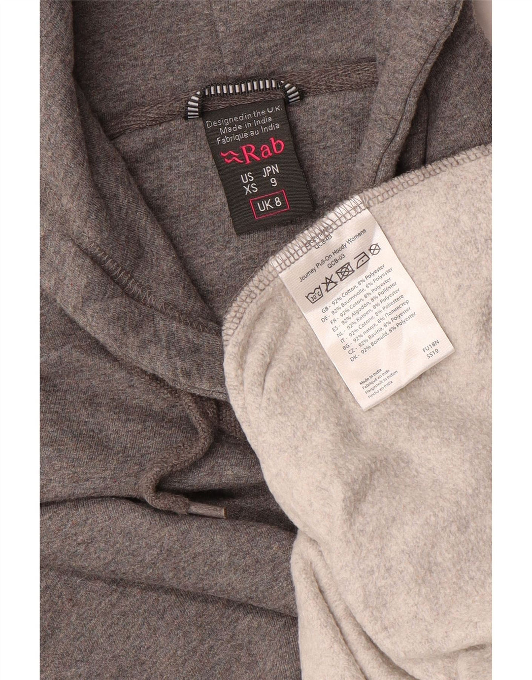 Maglione con cappuccio da donna Rab UK 8 piccolo cotone grigio