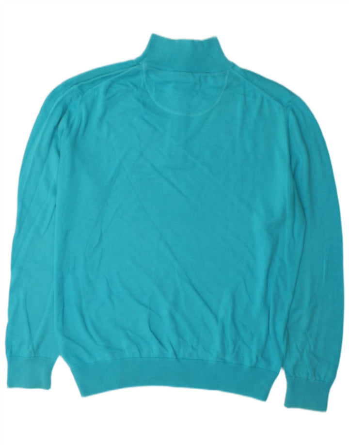 Gant Maglione da uomo con zip e collo grande in cotone blu