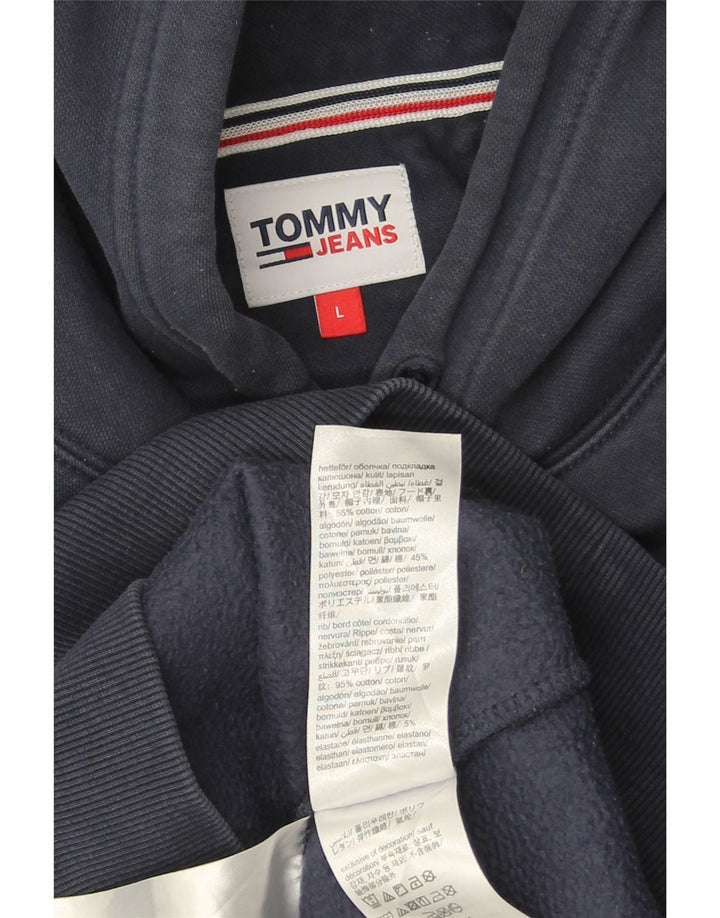 TOMMY HILFIGER Maglione con cappuccio da uomo grande in cotone blu navy