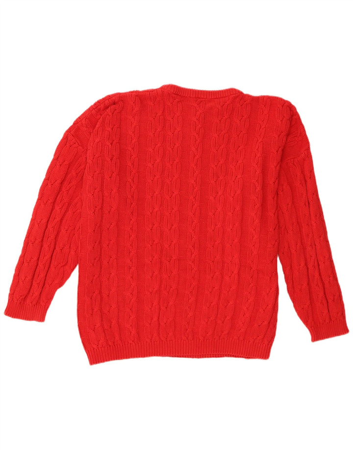 Maglione maglione girocollo oversize da donna Lecomte UK 18 XL cotone rosso