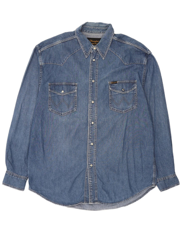 Camicia di jeans da uomo Wrangler XL in cotone blu