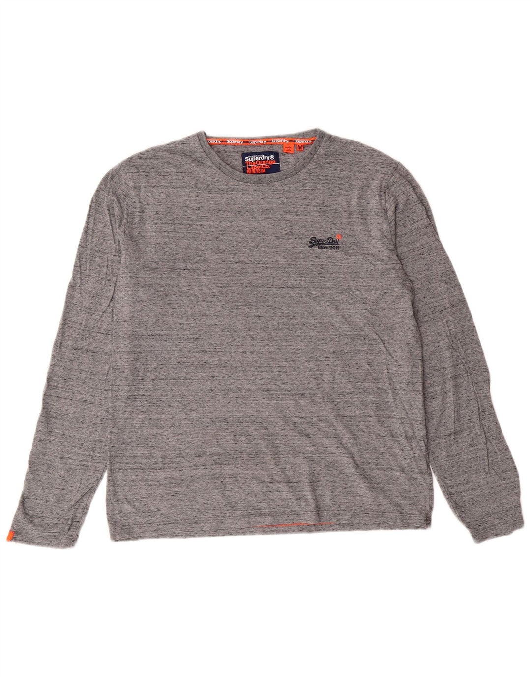Top da uomo a maniche lunghe Superdry in cotone mélange grigio medio