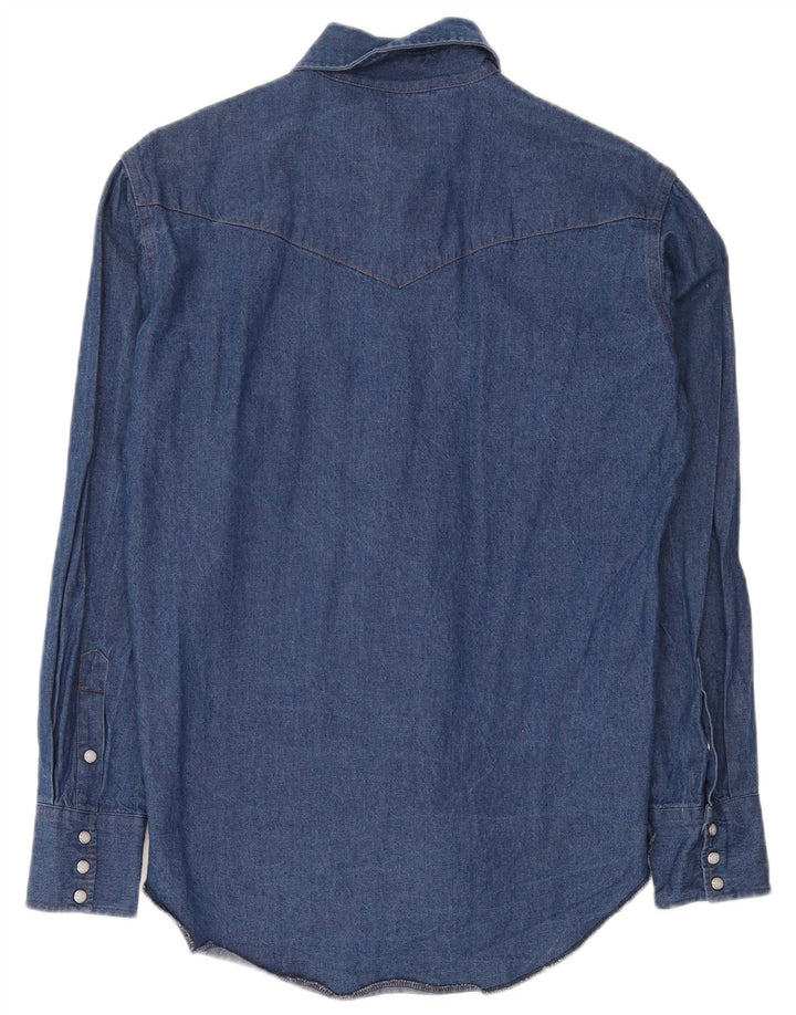 Camicia in denim western da uomo Wrangler taglia 15 cotone blu medio