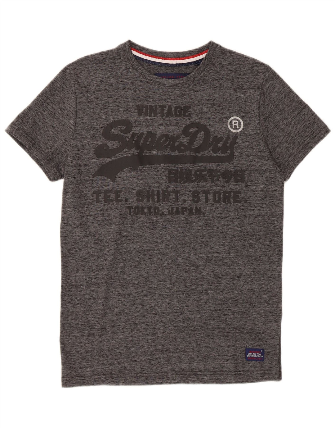 T-shirt grafica da uomo SUPERDRY Top in cotone chiazzato grigio piccolo