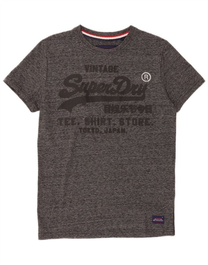 T-shirt grafica da uomo SUPERDRY Top in cotone chiazzato grigio piccolo