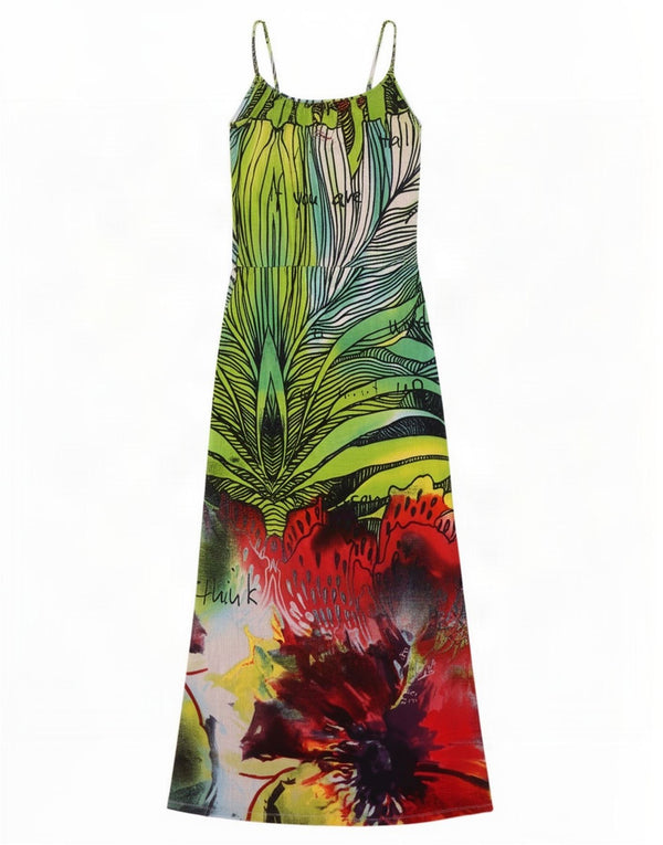 Desigual Abito maxi grafico da donna UK 12 medio multicolore floreale