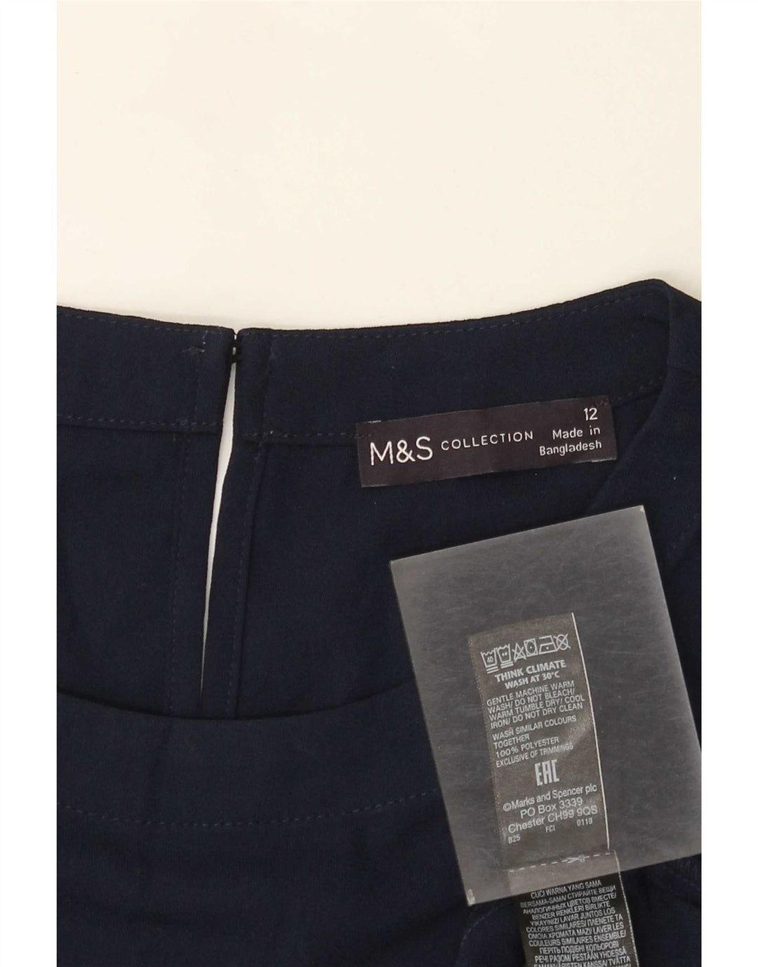 Abito a trapezio regolare da donna Marks & Spencer UK 12 Poliestere blu navy medio