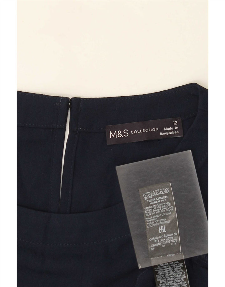 Abito a trapezio regolare da donna Marks & Spencer UK 12 Poliestere blu navy medio