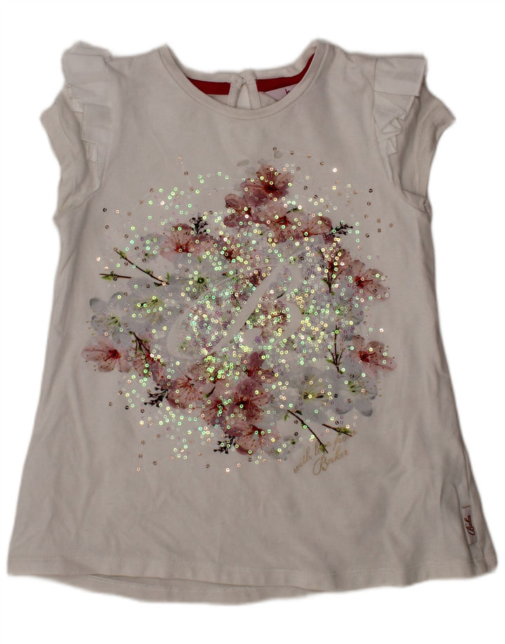Top in camicetta grafica per ragazze TED BAKER 6-7 anni in cotone floreale bianco