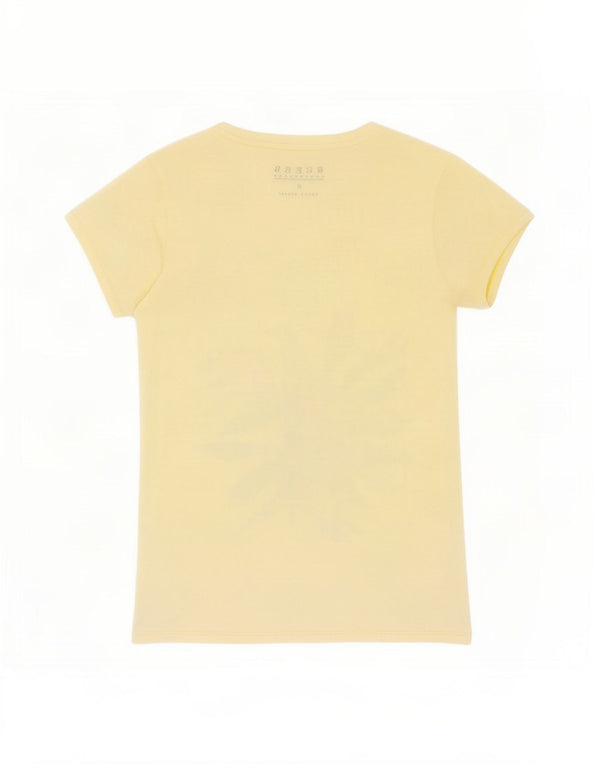 Guess T-shirt grafica da donna Top UK 12 Medium Giallo
