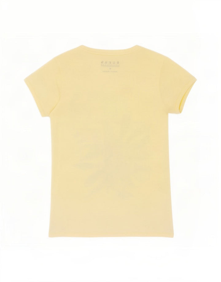 Guess T-shirt grafica da donna Top UK 12 Medium Giallo