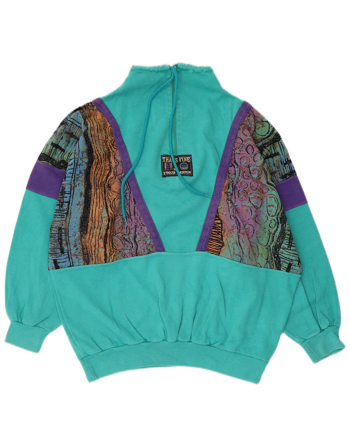 Felpa vintage da donna con motivo astratto IT 42 Blu medio