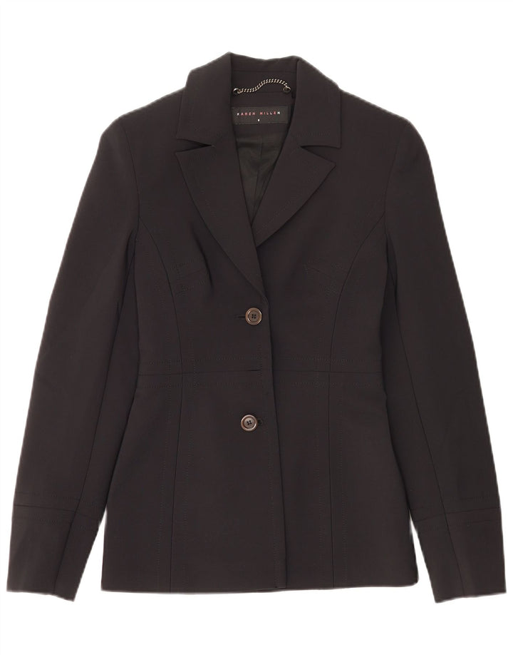 Giacca blazer a 2 bottoni da donna Karen Millen UK 8 Small nera in poliammide