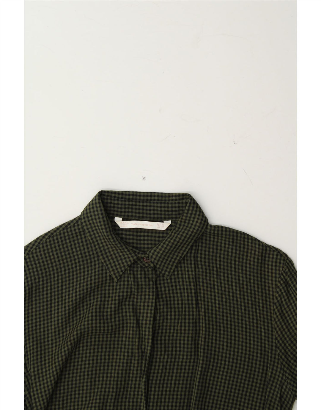 ZARA Womens Oversized Pullover Shirt Dress UK 6 XS Green Gingham Vintage Zara and Second-Hand Zara from Messina Hembry 