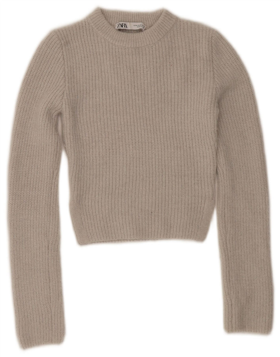 Maglione corto girocollo da donna Zara UK 12 Poliestere grigio medio