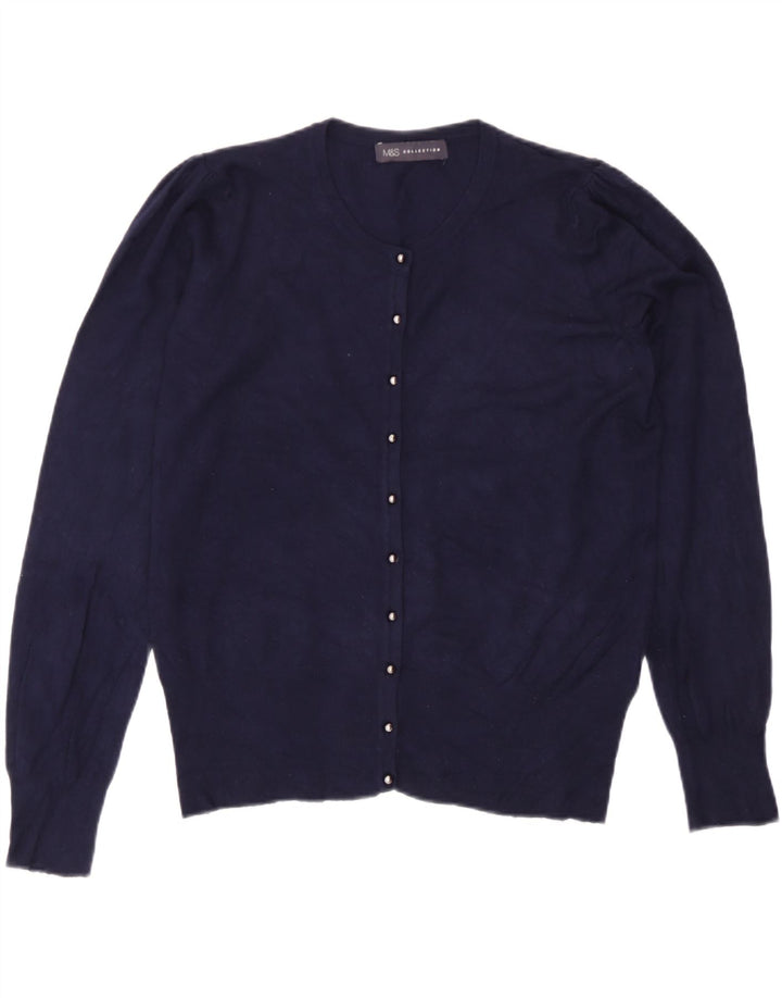 Maglione cardigan da donna Marks & Spencer UK 12 Viscosa blu navy medio