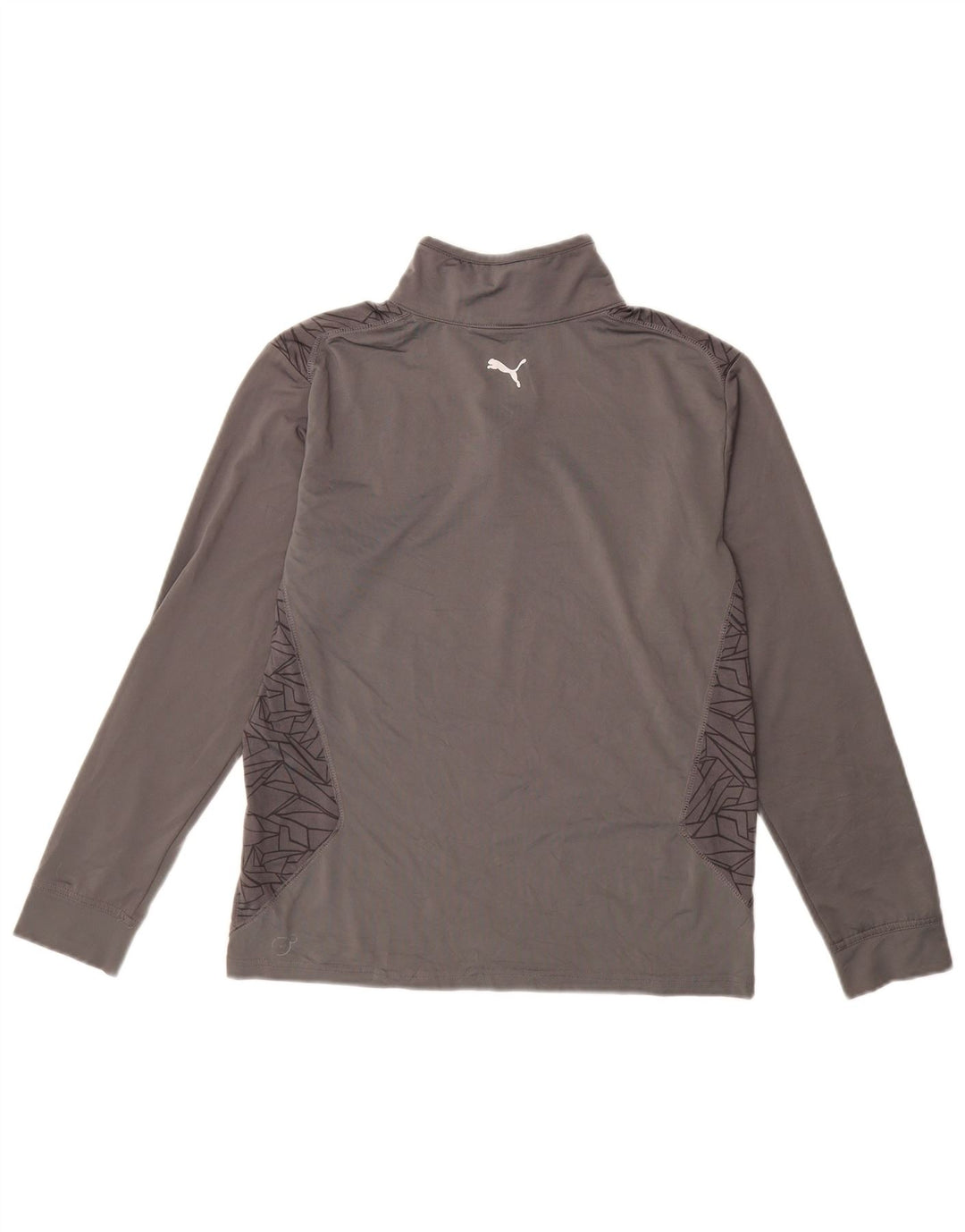 Maglia da ginnastica PUMA da ragazzo con zip e collo, 11-12 anni, grande, grigia